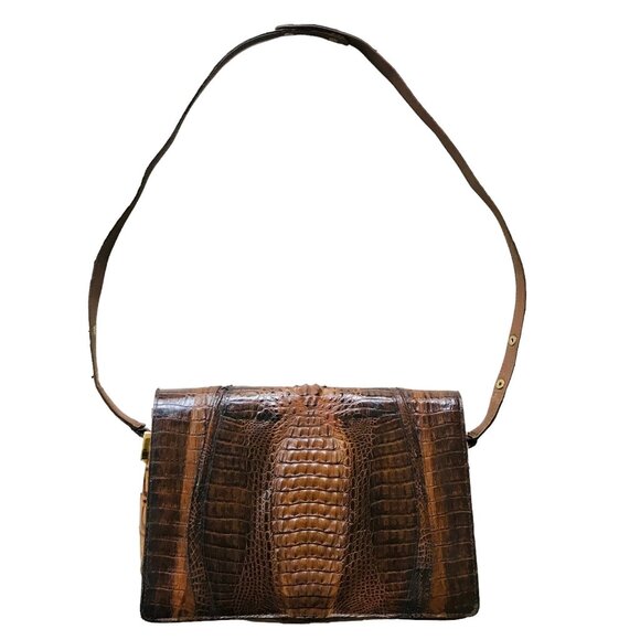 IRV Crocodile Vintage Leather Bag with Adjustable Strap - Picture 4 of 15